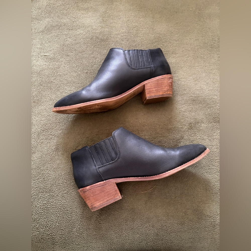 Madewell The Myles Western Ankle Boot Black Leather Women’s size 7.5 - Picture 2 of 12